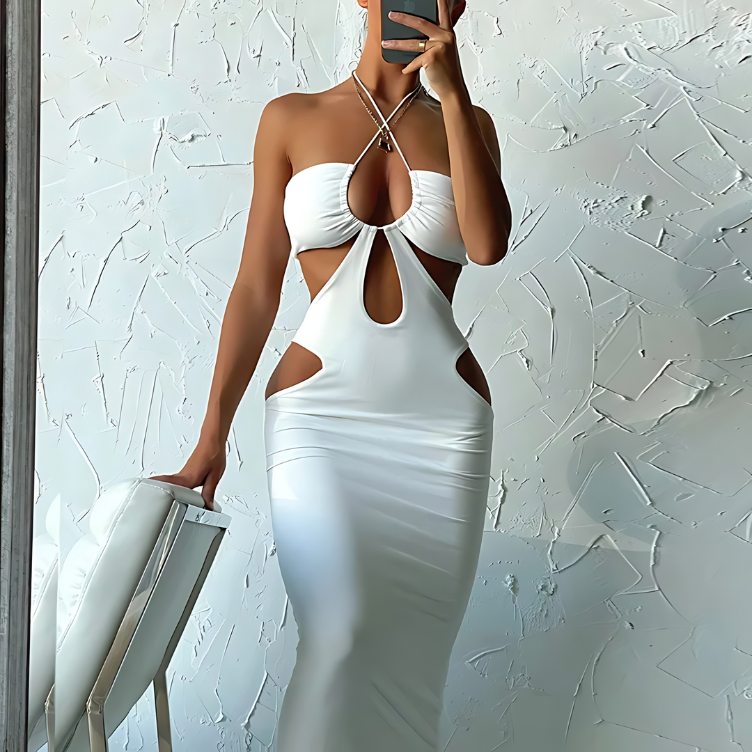 Sexy Sleek Halter Ruched Bodycon Dress