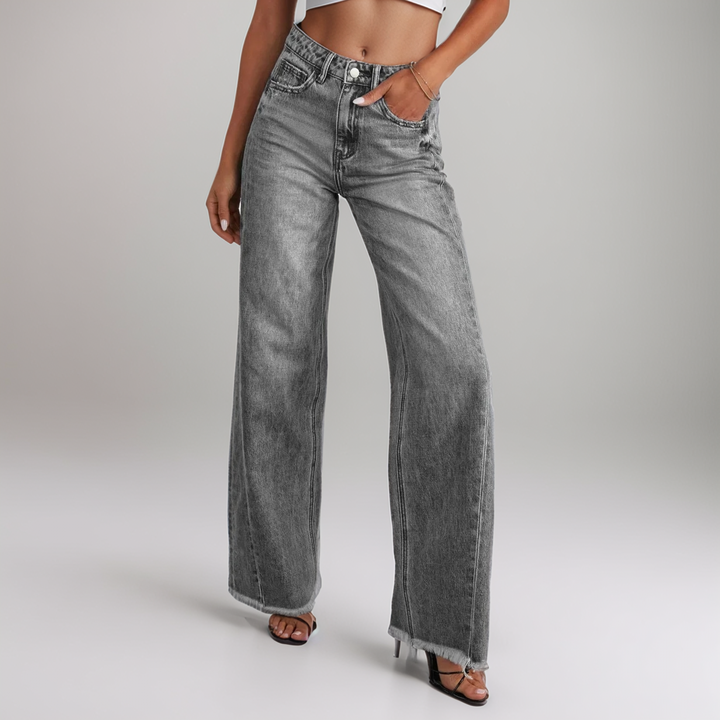 ‏Urban Chic High-Waist Jeans (Grey)