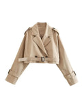 Cropped Trench Jacket with Belted Details