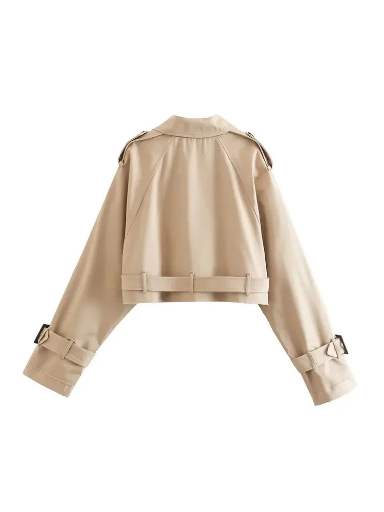 Cropped Trench Jacket with Belted Details