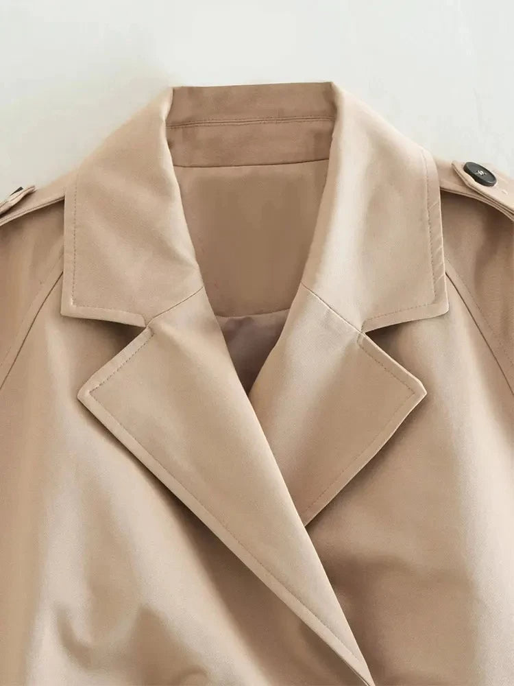 Cropped Trench Jacket with Belted Details