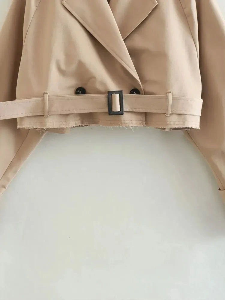 Cropped Trench Jacket with Belted Details