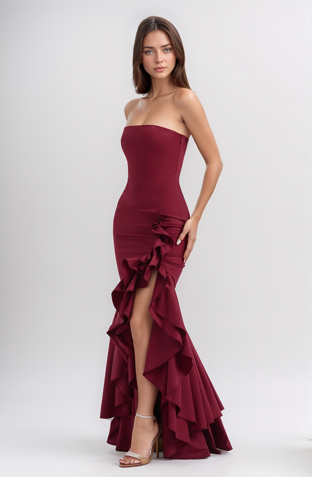 Wine Majesty Evening Dress