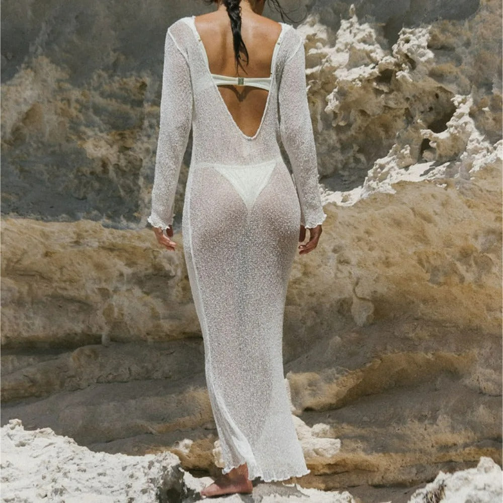 Sexy Backless Knit Beach Cover-Up