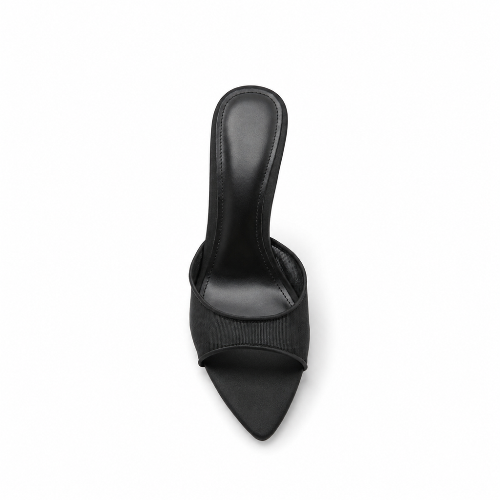 Baziers Noir Mesh Heels