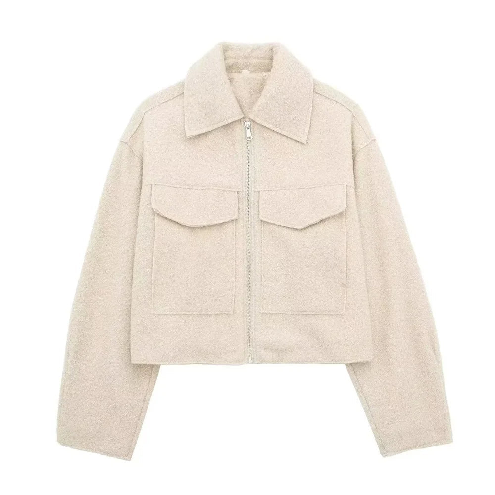 Textured Pocket Detail Bomber Jacket