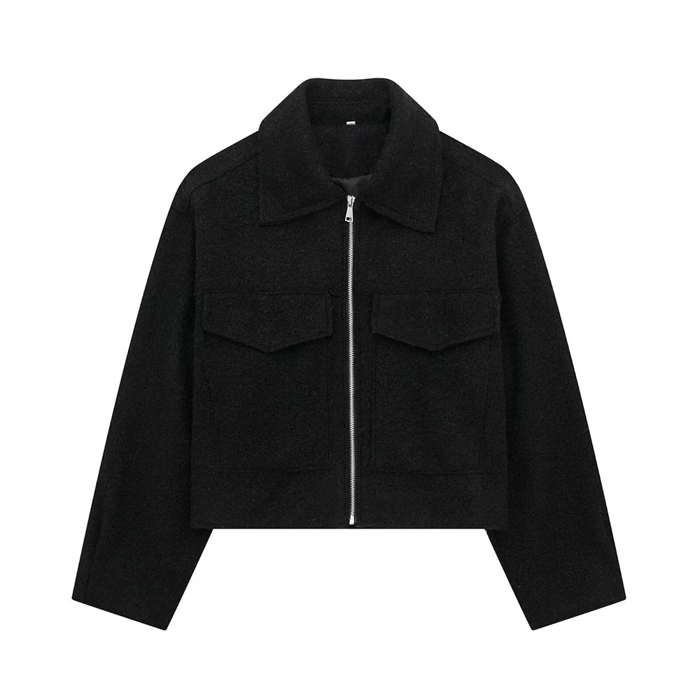 Textured Pocket Detail Bomber Jacket