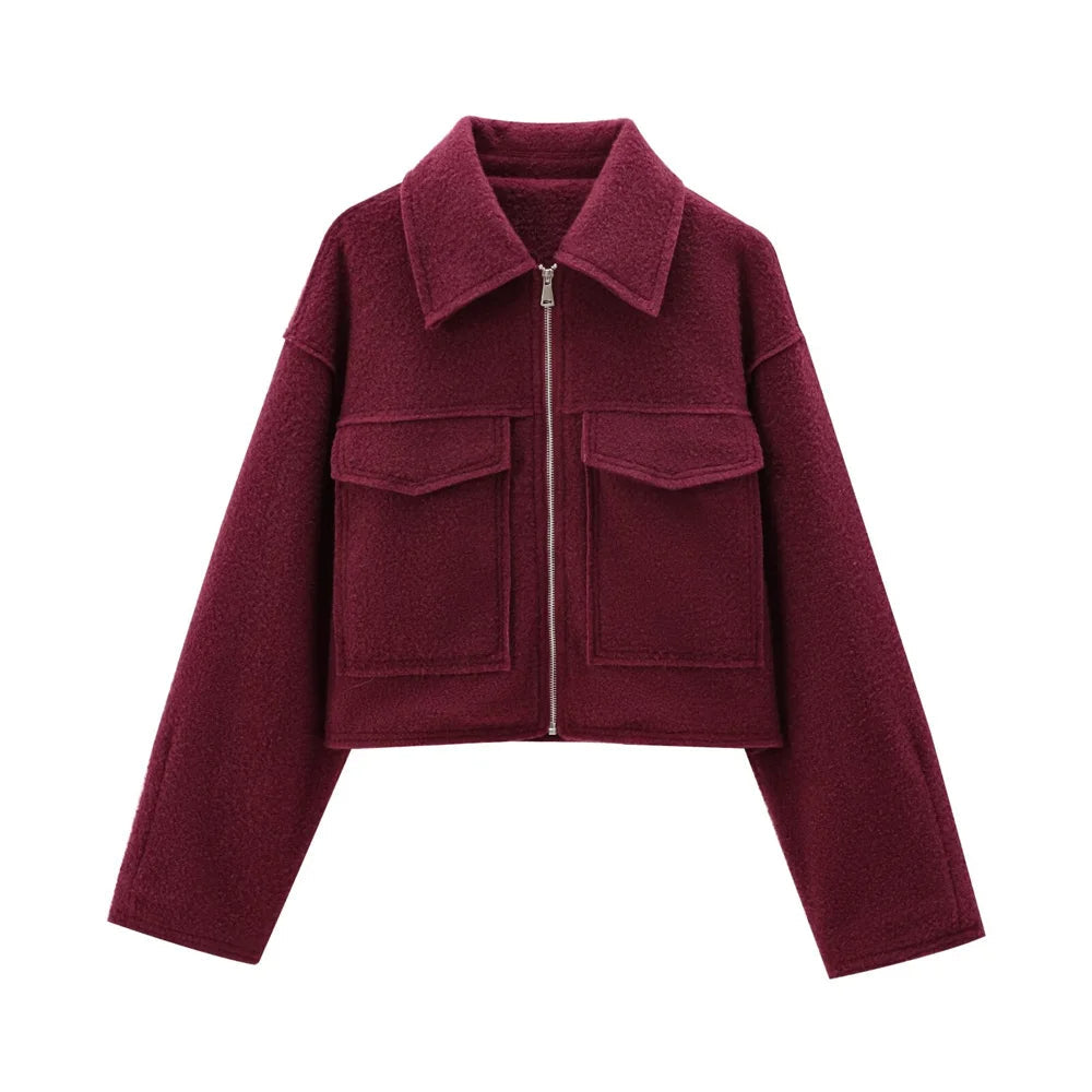 Textured Pocket Detail Bomber Jacket