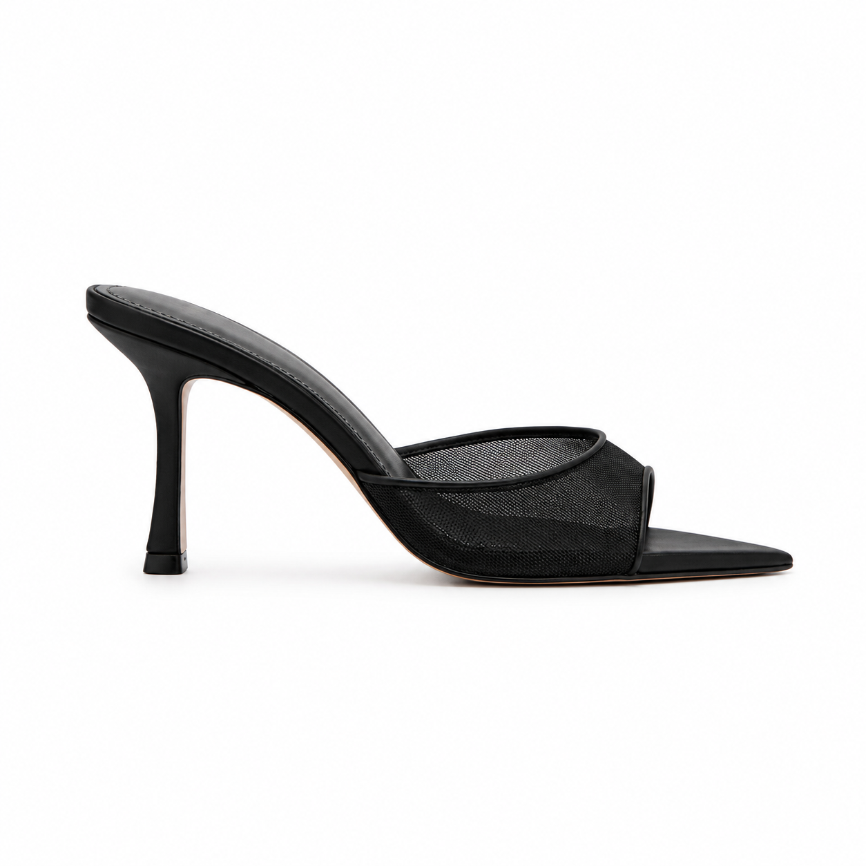 Baziers Noir Mesh Heels