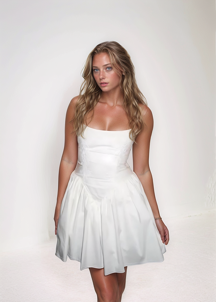 Elegant White Satin Mini Dress