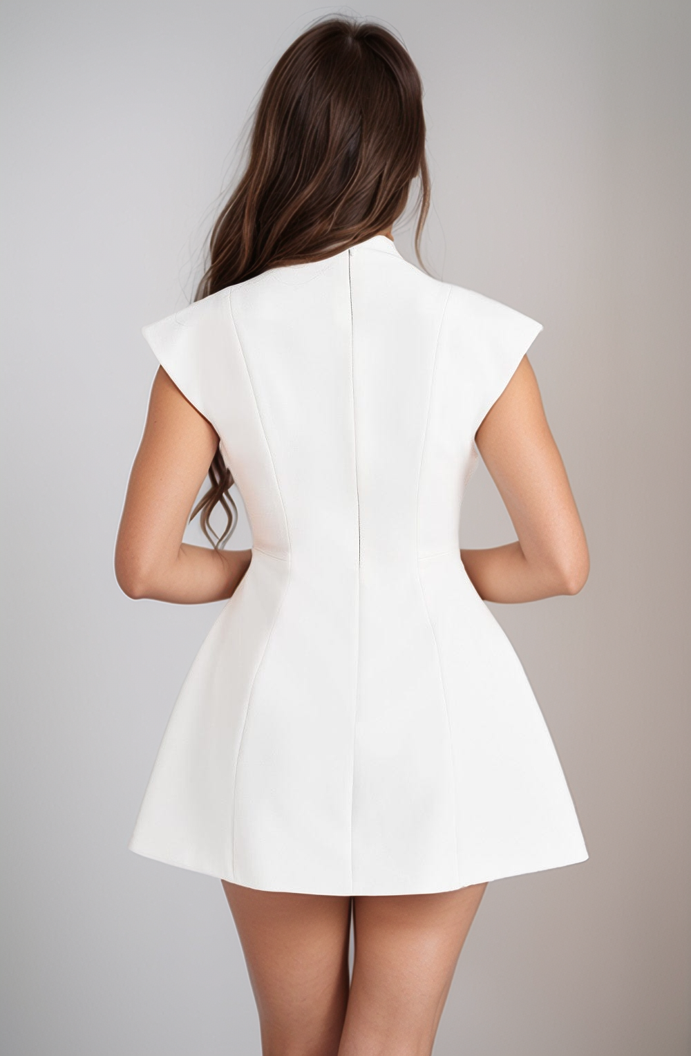 Sculpted Elegance Mini Dress (White)