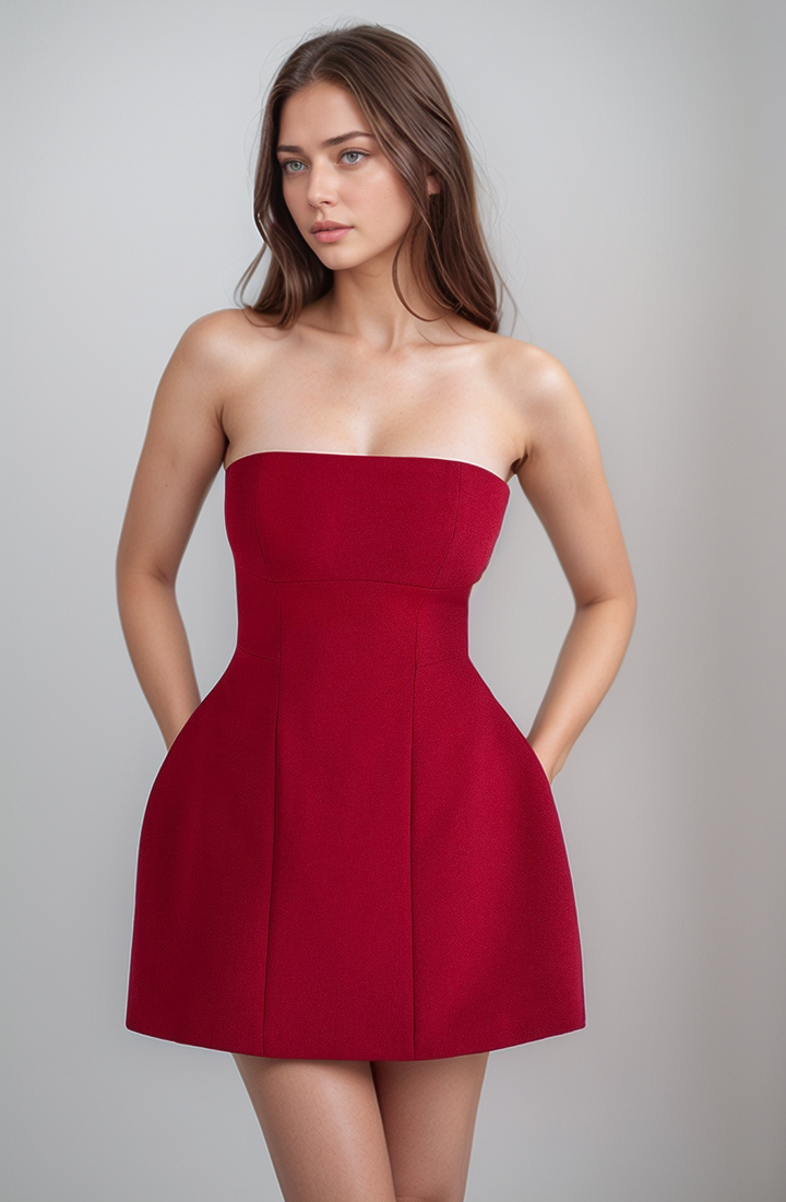 Timeless Strapless Mini (Red)