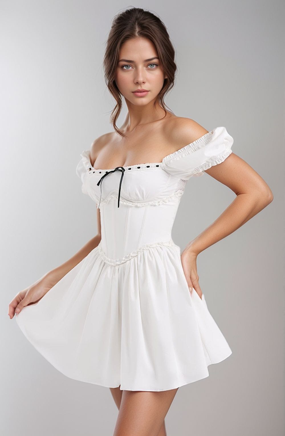 White Off-Shoulder Corset Dress