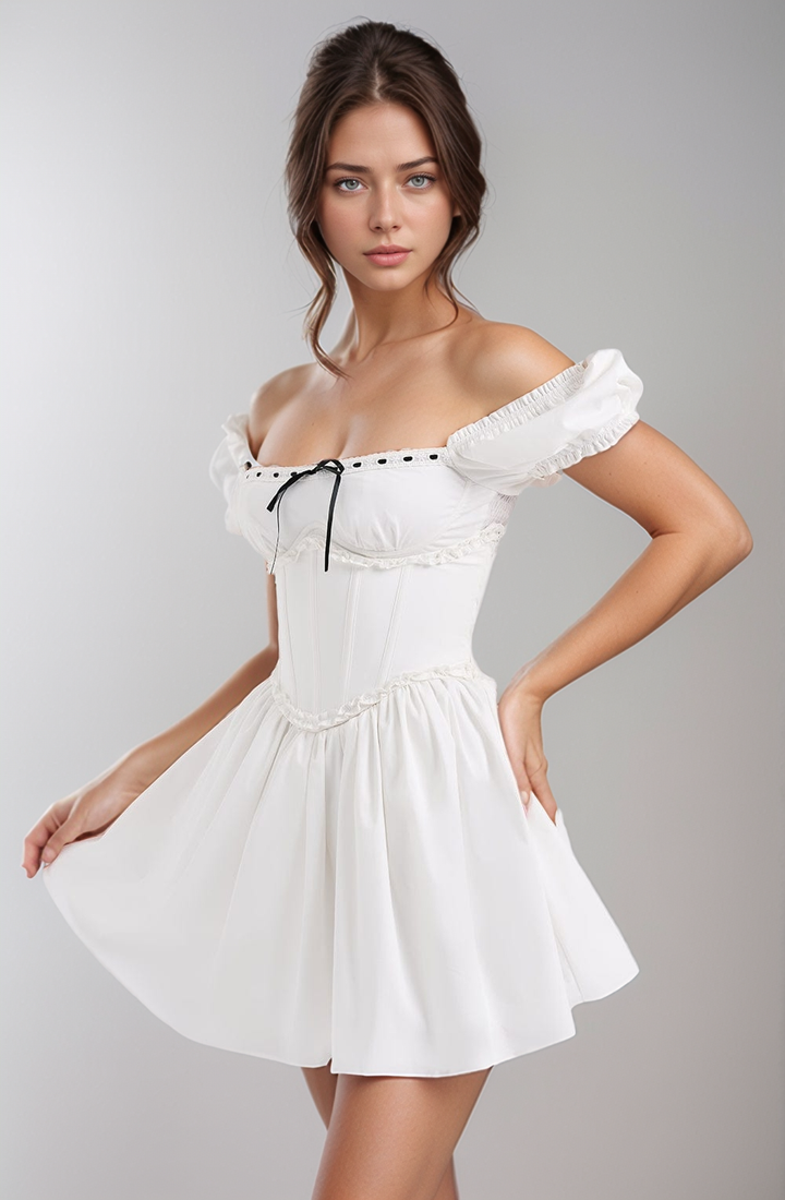 White Off-Shoulder Corset Dress