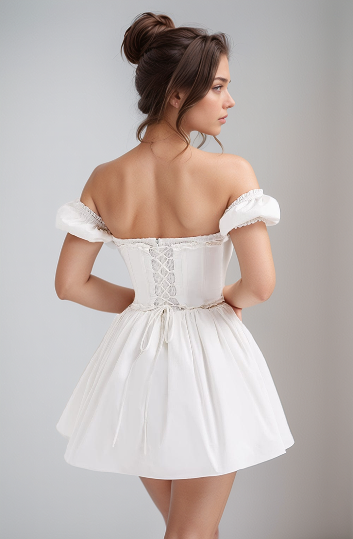 White Off-Shoulder Corset Dress