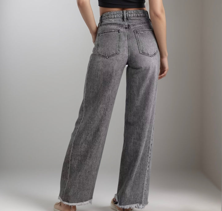‏Urban Chic High-Waist Jeans (Grey)