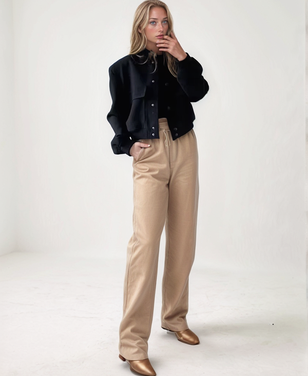 Cropped Fleece Button Jacket