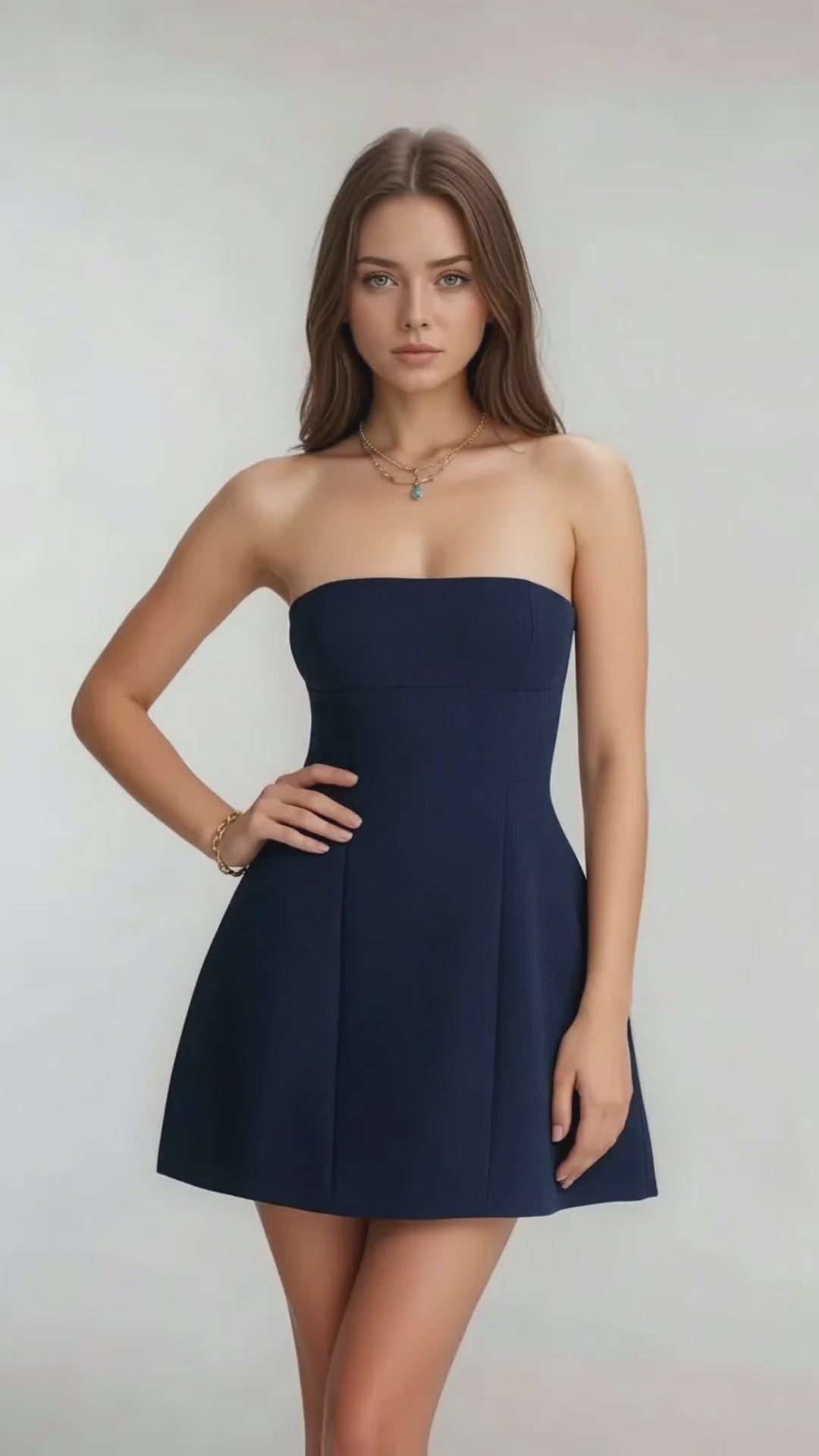 Timeless Strapless Mini (Navy)